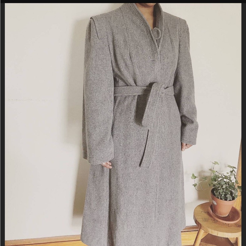 Vintage Gray Long Wool Coat